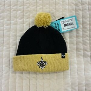 Saints Infant Black and Gold Beanie with Pom NEW